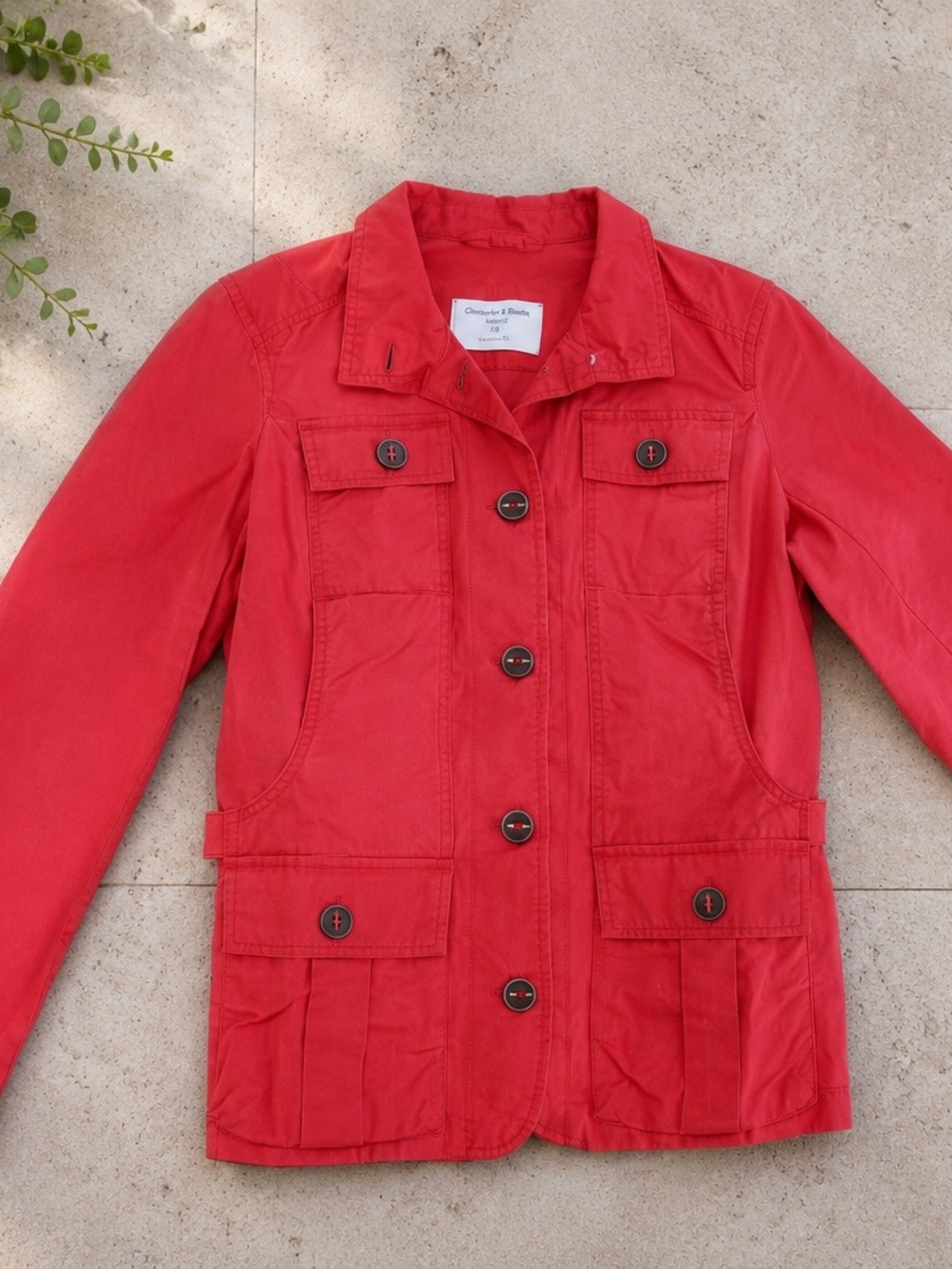 Eddie Bauer Women Sm Coral Orange Lightweight Utility Jacket Military Coat Top